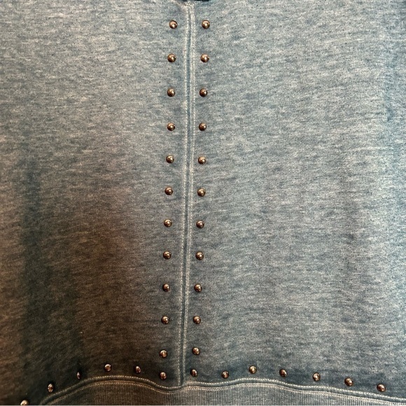 Rock & Republic Long Sleeve Studded Heather Green High Low Top Sz. M - Picture 7 of 10